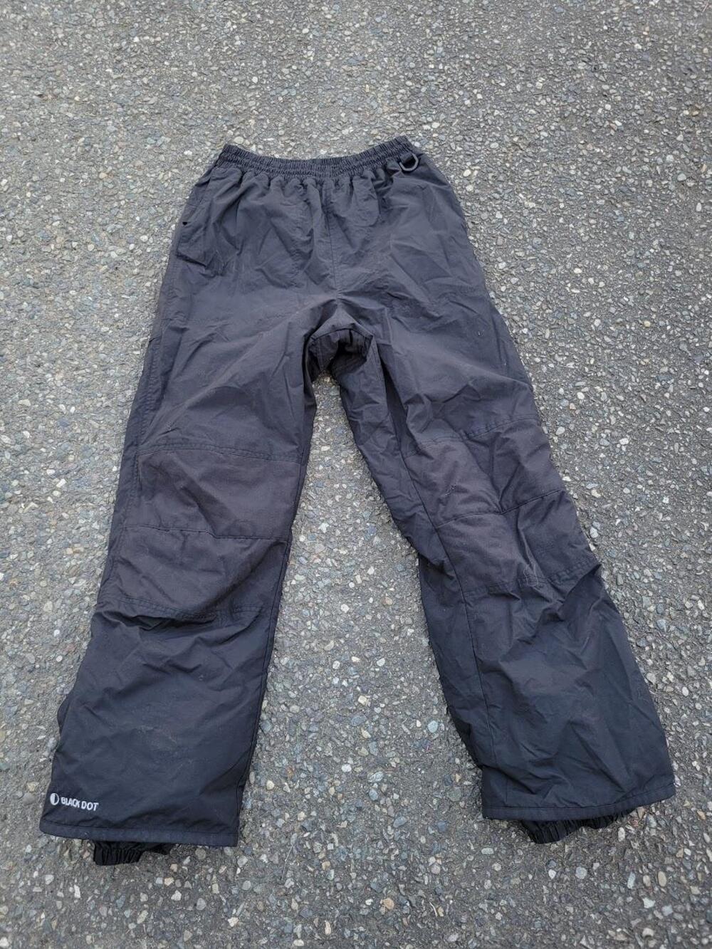 Black Dot Snow Pants Mens Medium Black Insulated Elastic Waist Warm Ski